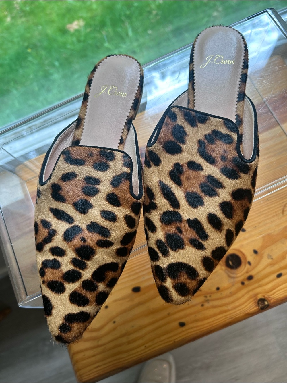 J. Crew Leopard Print Pointed Mule - Tan & Black